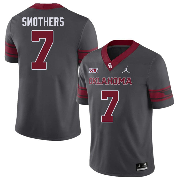 Men #7 Daylan Smothers Oklahoma Sooners College Football Jerseys Stitched-Charcoal